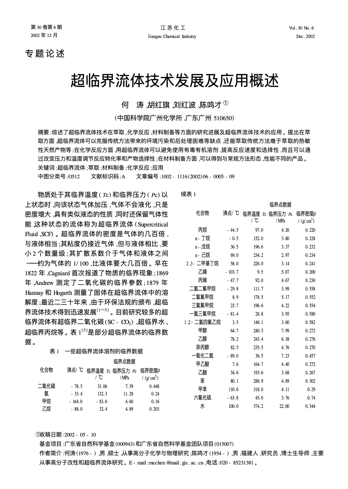 超臨界流體技術發展及應用概述